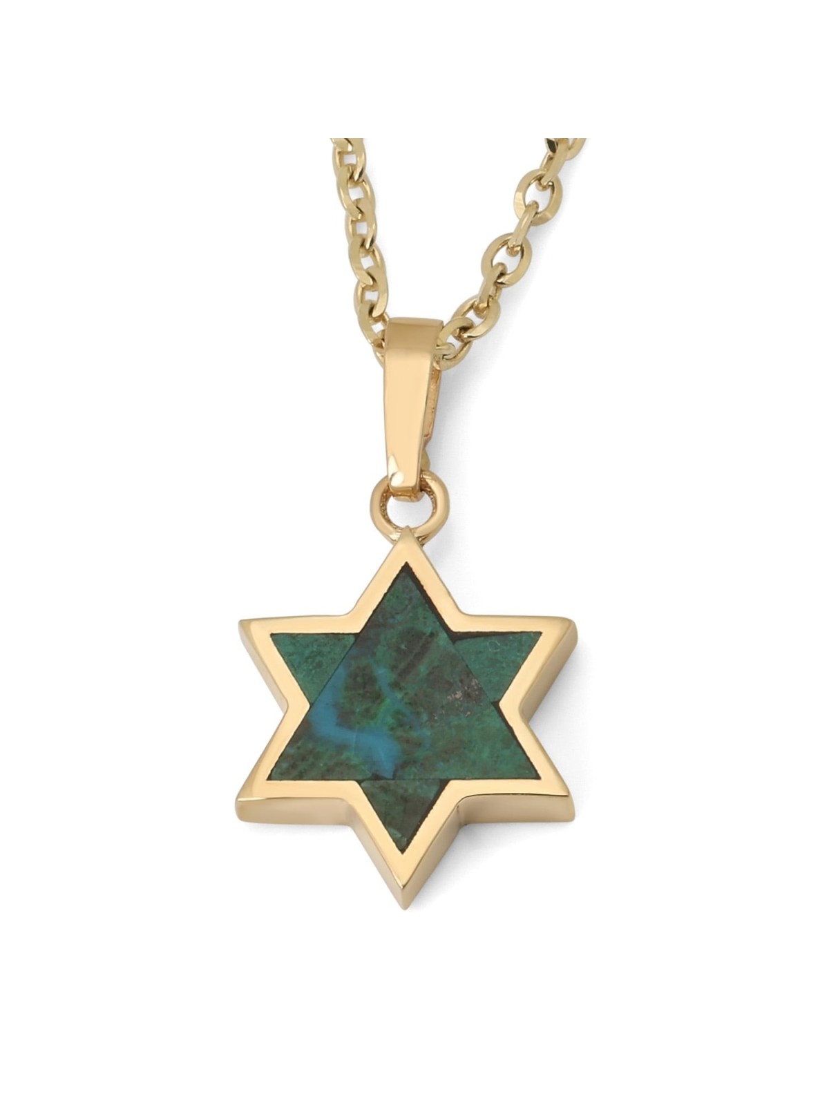 Collier pendentif étoile de David en or 14 carats pour femme avec pierre d'Eilat