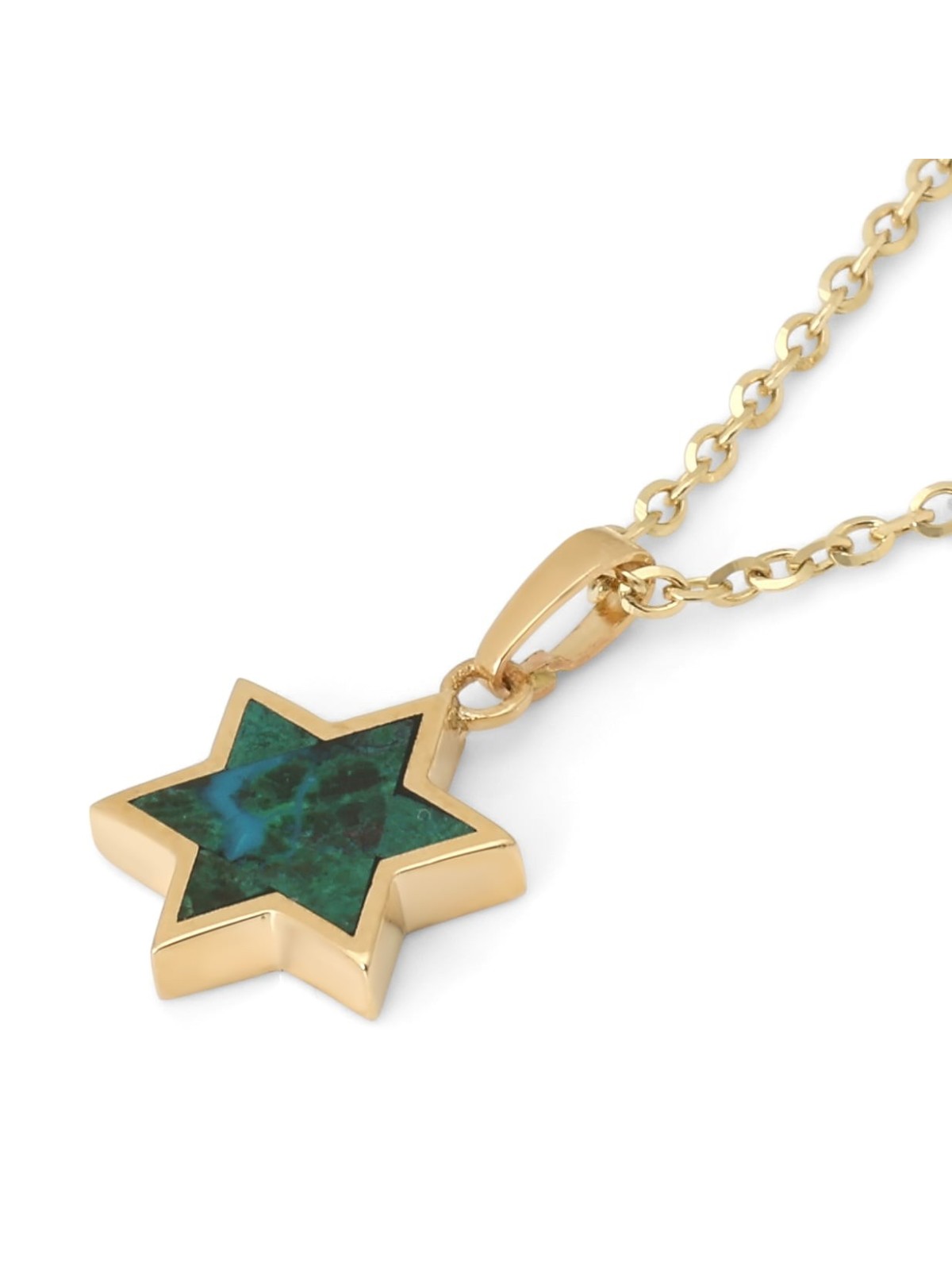 Collier pendentif étoile de David en or 14 carats pour femme avec pierre d'Eilat