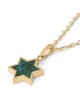 Collier pendentif étoile de David en or 14 carats pour femme avec pierre d'Eilat