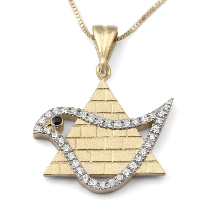 Collier à pendentif étoile de David en or jaune 14 carats rehaussé de diamants avec D