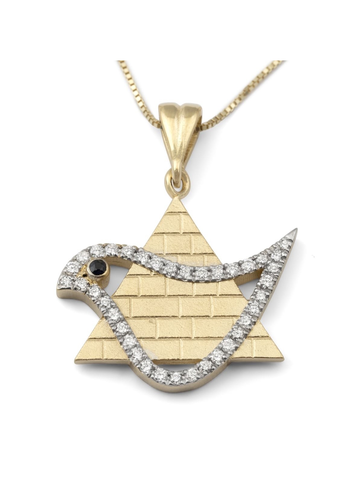 Diamond-Accented 14K Yellow Gold Star of David Pendant Necklace With D