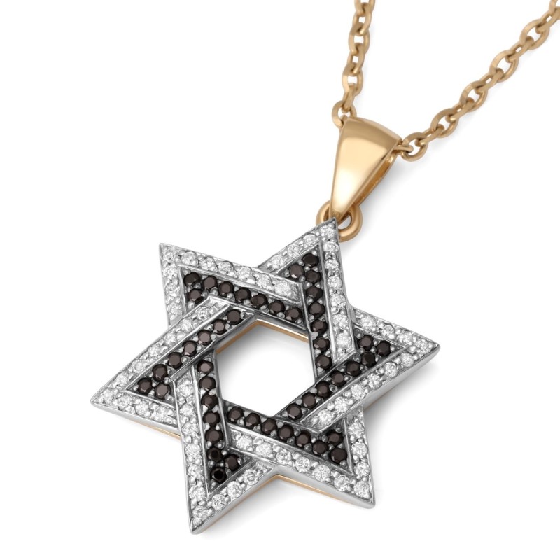 Anbinder Jewelry Pendentif étoile de David en or bicolore 14 carats avec a blanc