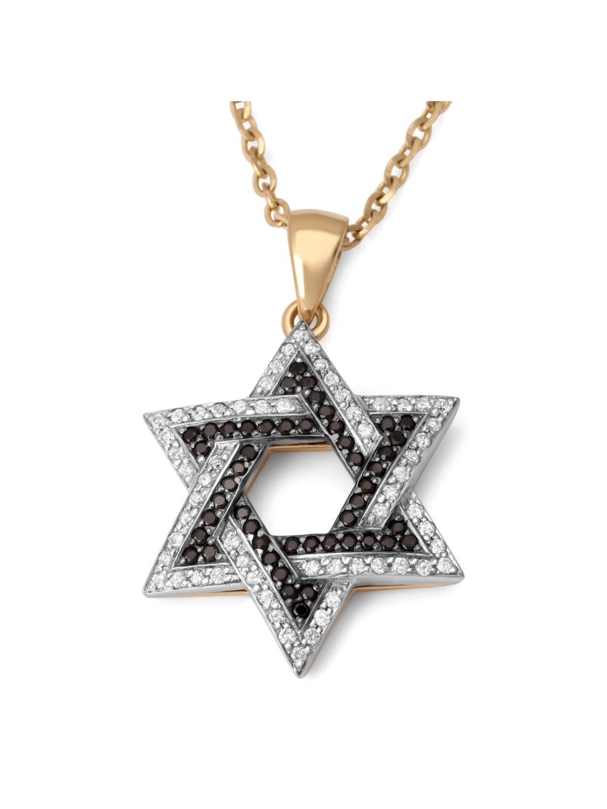 Anbinder Jewelry Pendentif étoile de David en or bicolore 14 carats avec a blanc