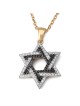 Anbinder Jewelry Pendentif étoile de David en or bicolore 14 carats avec a blanc