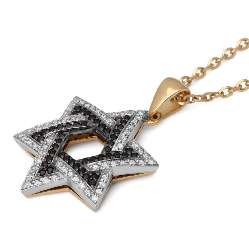 Anbinder Jewelry Pendentif étoile de David en or bicolore 14 carats avec a blanc
