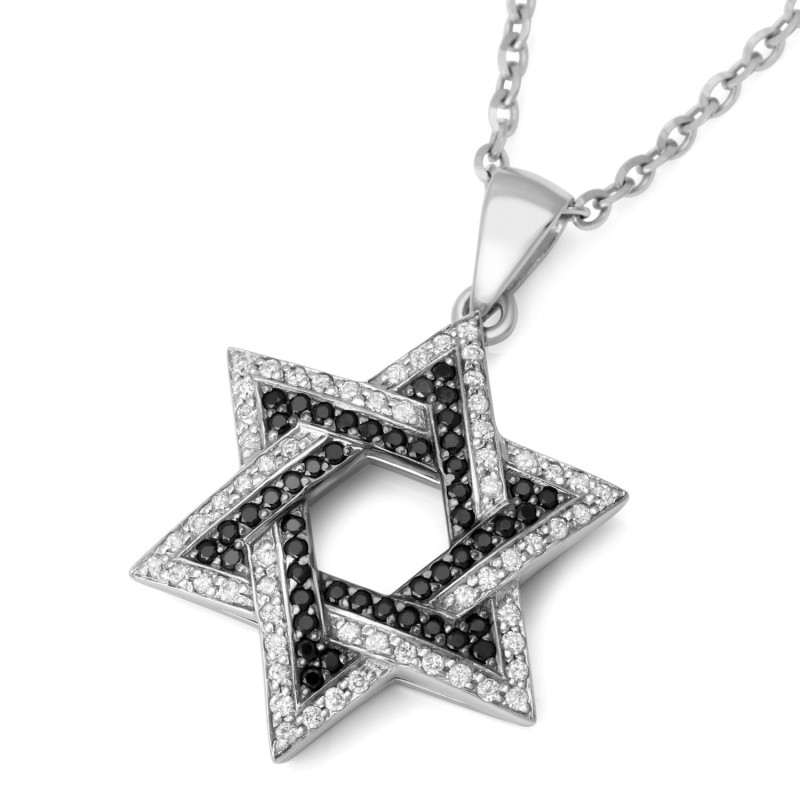 Anbinder Jewelry Pendentif étoile de David en or bicolore 14 carats avec a blanc