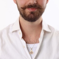 14K Gold Pomegranate Pendant Necklace with Star of David & Ruby Accent