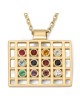 Modern 14K Yellow Gold Hoshen Pendant Necklace