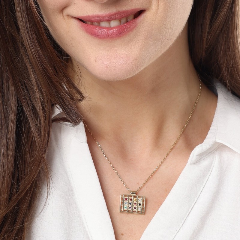 Collier pendentif Hoshen moderne en or jaune 14 carats