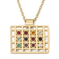 Modern 14K Yellow Gold Hoshen Pendant Necklace
