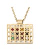 Modern 14K Yellow Gold Hoshen Pendant Necklace