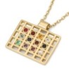 Modern 14K Yellow Gold Hoshen Pendant Necklace