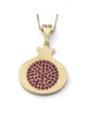 Polished 14K Yellow Gold Pomegranate Pendant Necklace With Ruby Stones