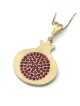 Polished 14K Yellow Gold Pomegranate Pendant Necklace With Ruby Stones
