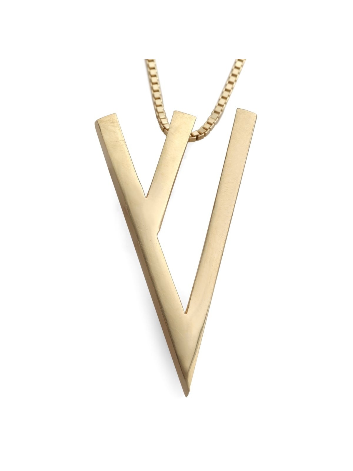 14K Gold Stylish Hebrew Letter Shin Pendant Necklace (Choice of Colors