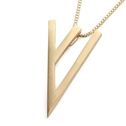 14K Gold Stylish Hebrew Letter Shin Pendant Necklace (Choice of Colors