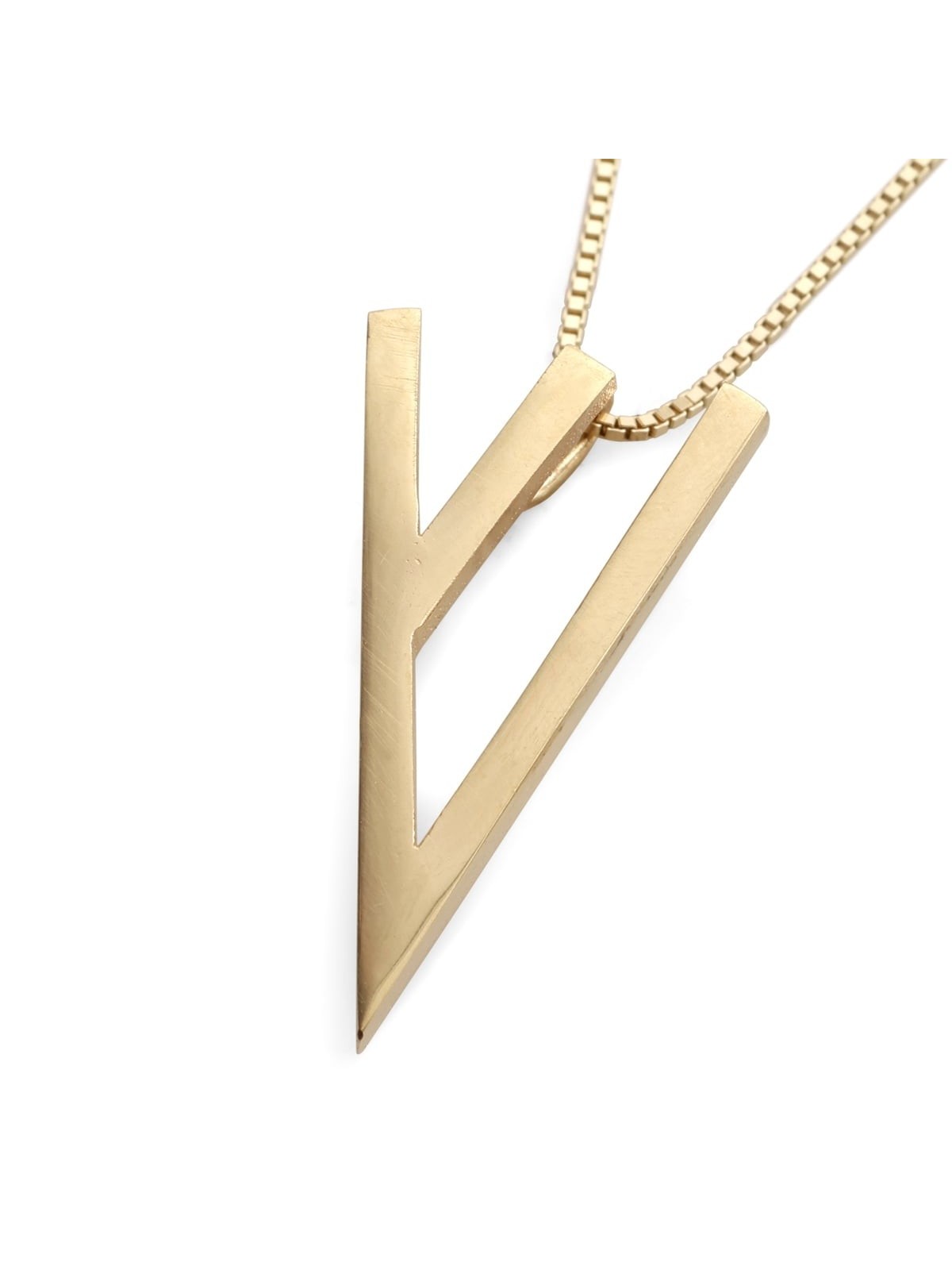 Collier avec pendentif Shin en forme de lettre hébraïque en or 14 carats (choix de couleurs)