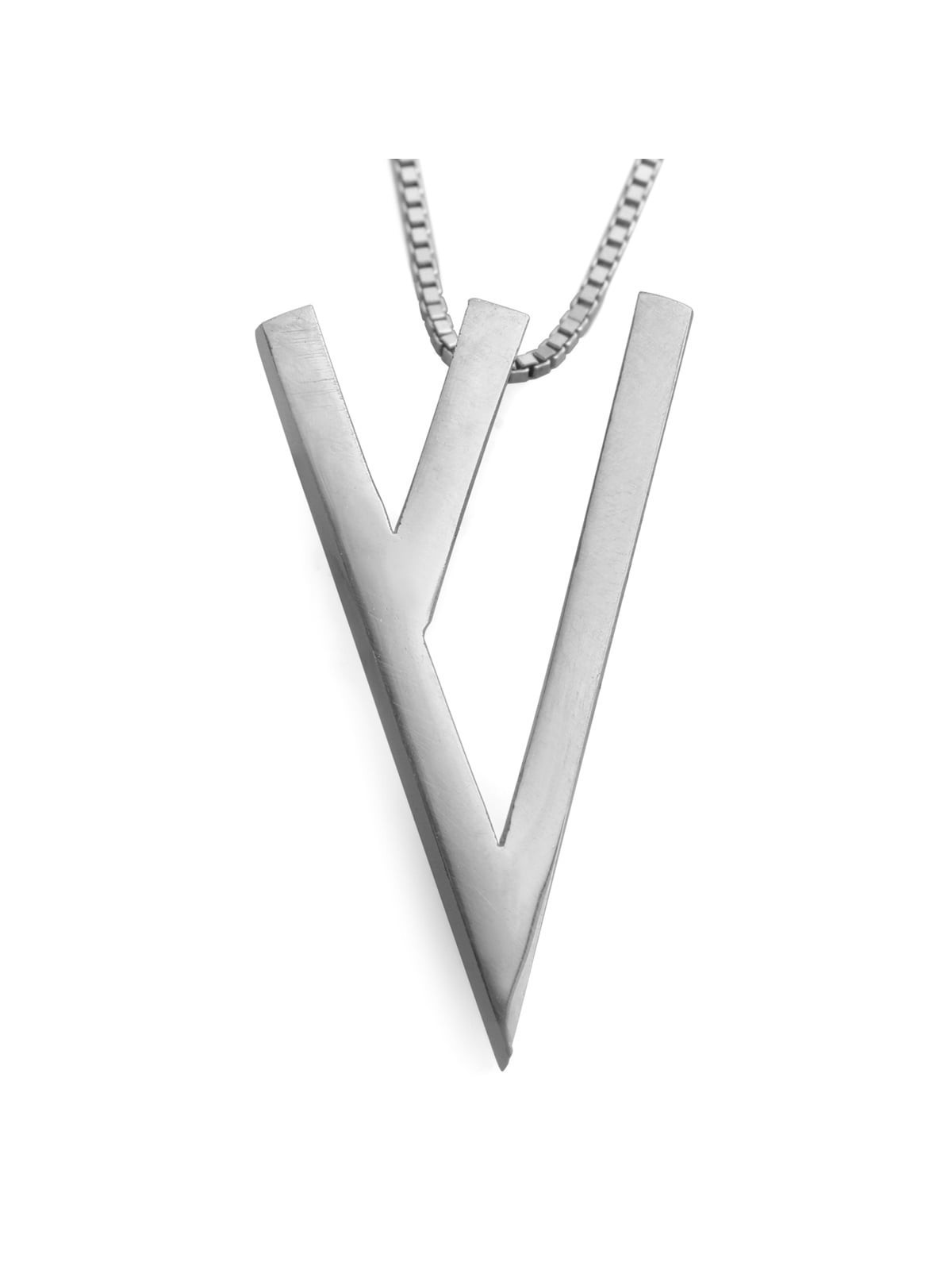 14K Gold Stylish Hebrew Letter Shin Pendant Necklace (Choice of Colors
