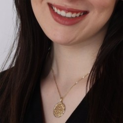 14K Gold Round Shema Yisrael Pendant Necklace (Deuteronomy 6:4)