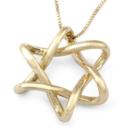 Collier moderne à pendentif étoile de David entrelacée en or 14 carats