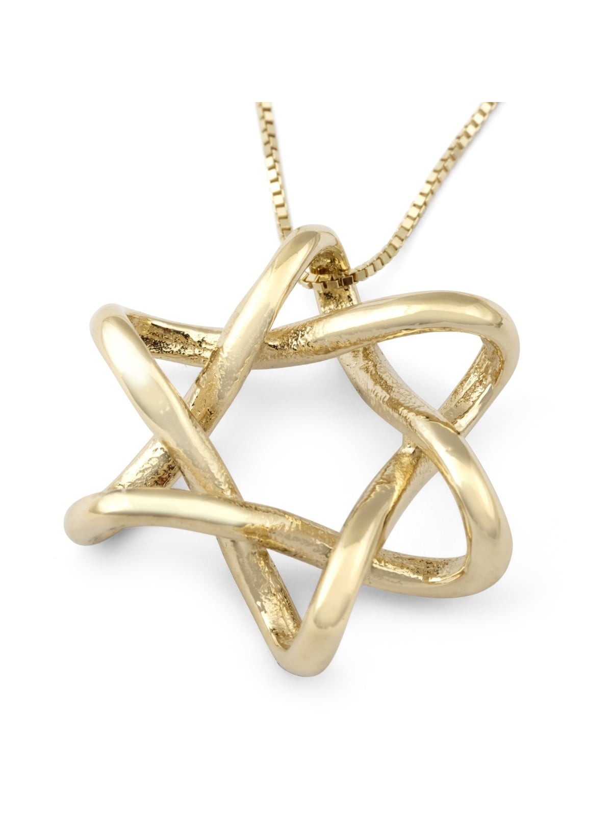 Collier moderne à pendentif étoile de David entrelacée en or 14 carats
