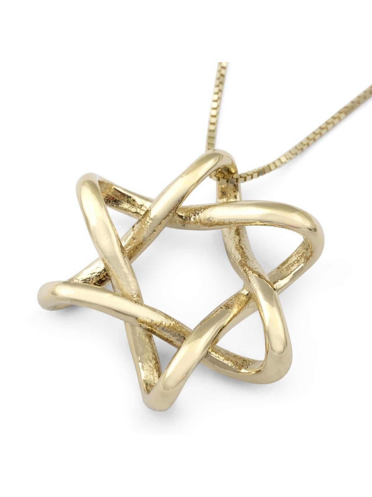 Modern 14K Gold Interlocking Star of David Pendant Necklace