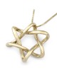 Collier moderne à pendentif étoile de David entrelacée en or 14 carats
