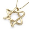 Modern 14K Gold Interlocking Star of David Pendant Necklace