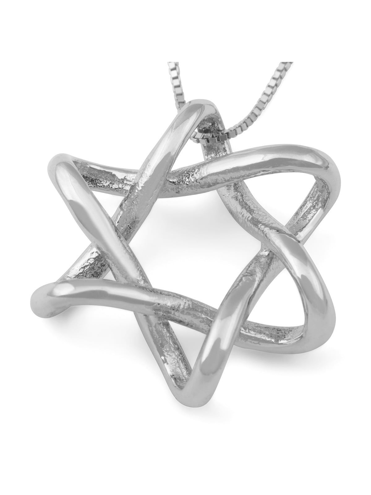 Modern 14K Gold Interlocking Star of David Pendant Necklace