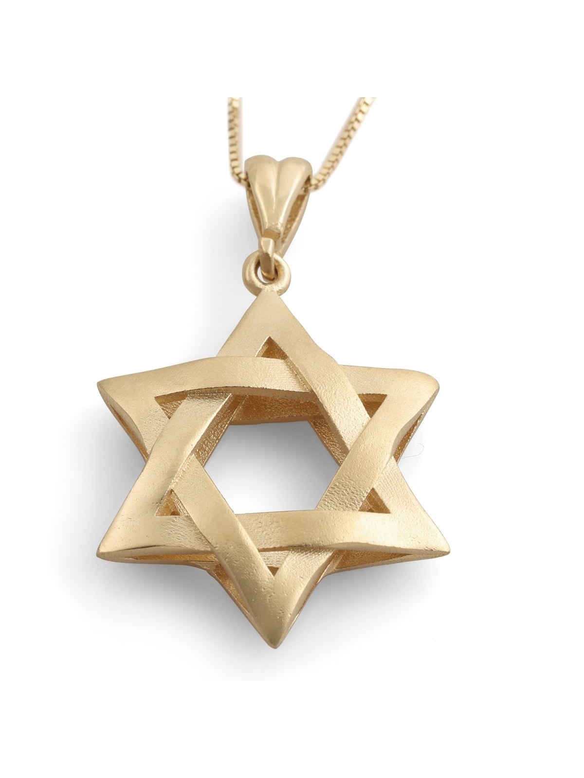 Luxurious 14K Gold Interlocking Star of David Pendant Necklace