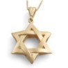 Luxurious 14K Gold Interlocking Star of David Pendant Necklace