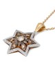 14K Gold Floral Star of David Pendant With 109 White & Champagne Diamo