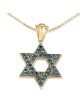 Pendentif étoile de David entrelacée en or jaune 14 carats avec 36 diamants bleus