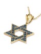14K Yellow Gold Interlocking Star of David Pendant With 36 Blue Diamon