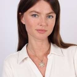 14K Gold Floral Star of David Pendant With 109 Diamonds