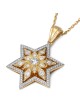 Pendentif étoile de David florale en or 14 carats avec 109 diamants