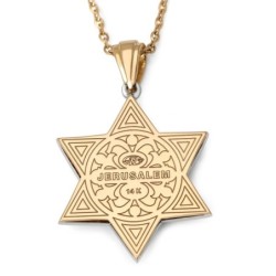 14K Gold Floral Star of David Pendant With 109 Diamonds