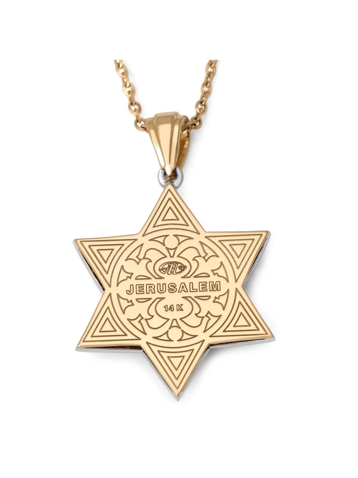 Pendentif étoile de David florale en or 14 carats avec 109 diamants