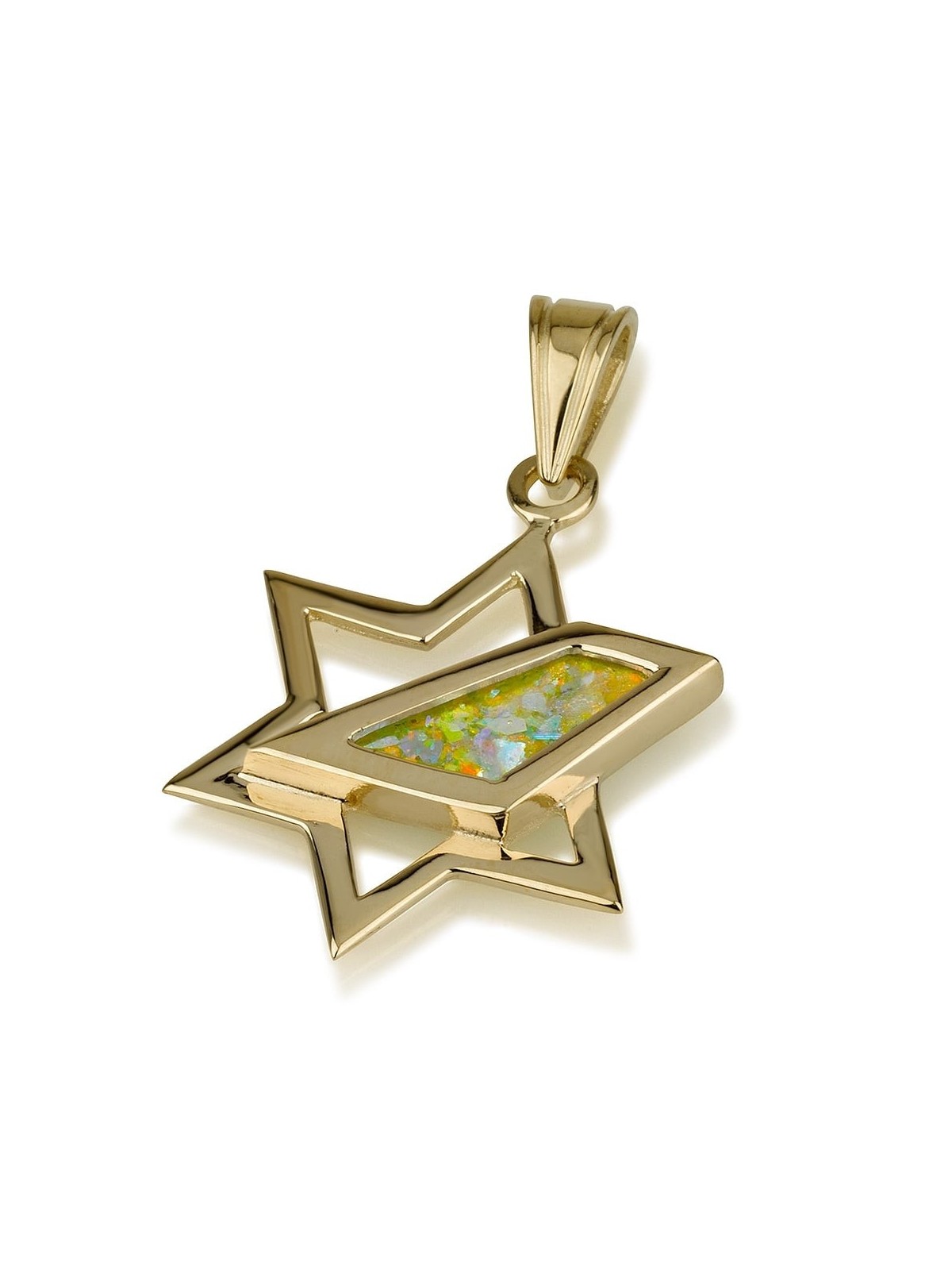 Star of David: 14K Gold and Roman Glass Pendant
