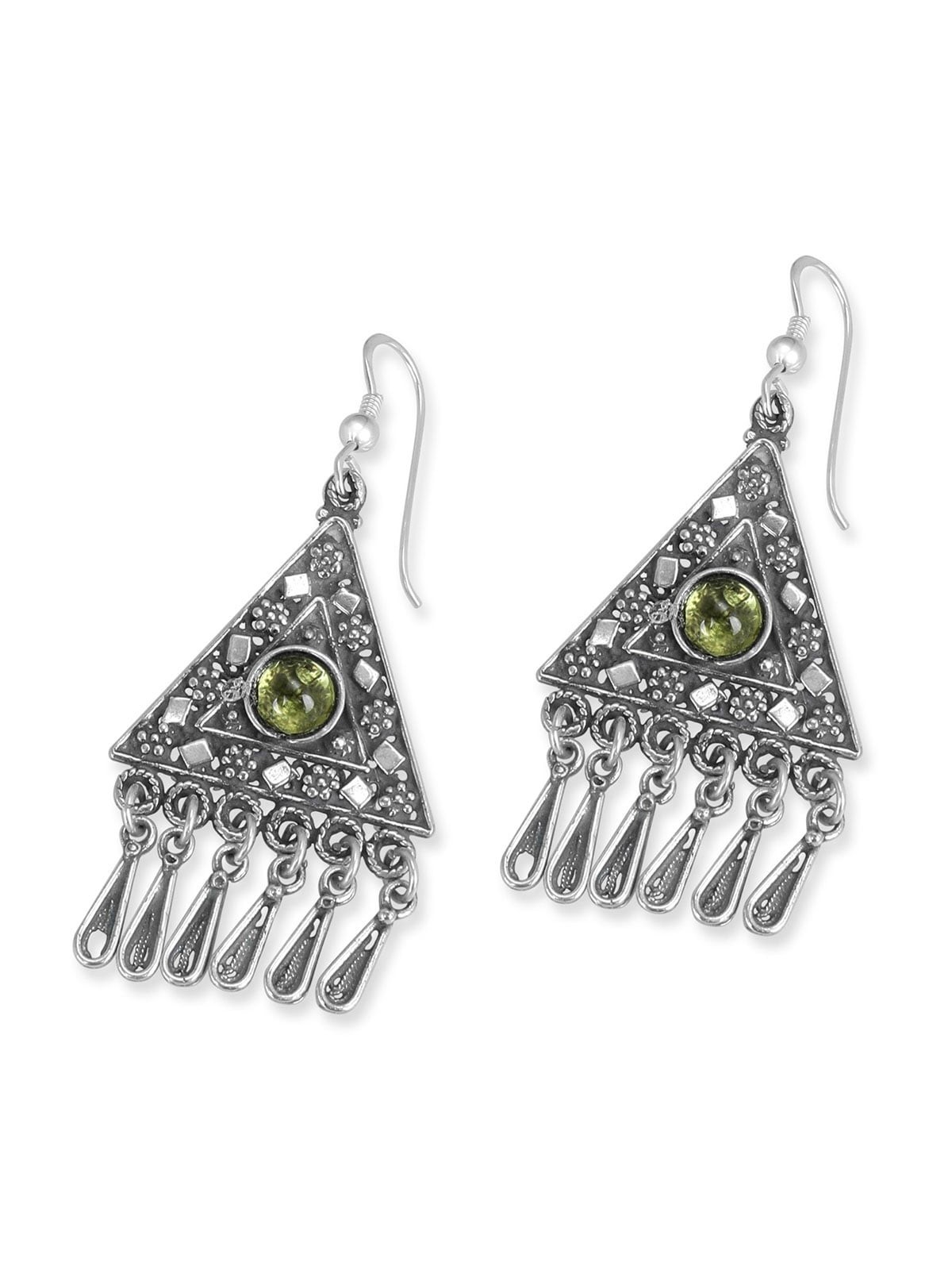 Traditional Yemenite Art Handcrafted Sterling Silver and Peridot Stone