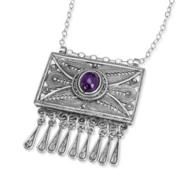 Traditional Yemenite Art Handcrafted Sterling Silver Filigree Box Neck