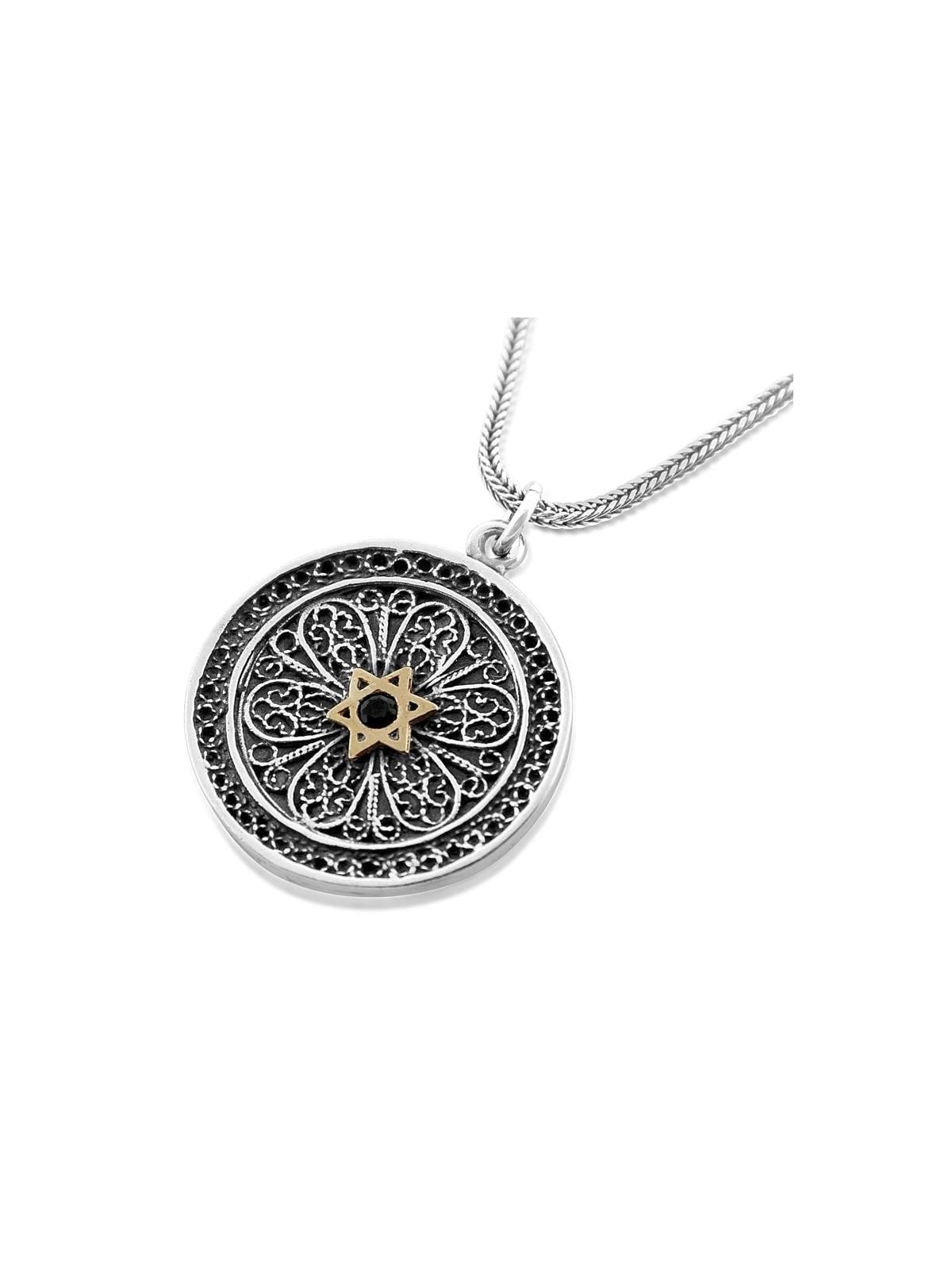 Collier pendentif Ana Bekoach de luxe en argent avec étoile de David en or et