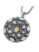 Traveler's Prayer Silver Necklace with Gold Hamsa