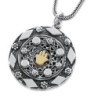 Traveler's Prayer Silver Necklace with Gold Hamsa