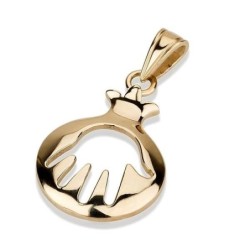14K Gold Pomegranate with Hamsa Pendant Necklace
