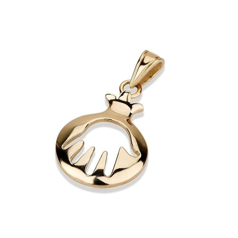 Collier pendentif grenade en or 14 carats avec Hamsa