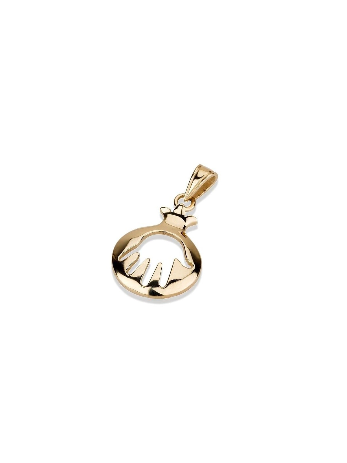 Collier pendentif grenade en or 14 carats avec Hamsa