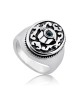 Bague Hamsa en argent avec pierres précieuses turquoise