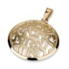 Large 14K Gold Open Disk with Shema Yisrael Pendant - Deuteronomy 6:4