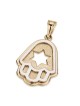 14K Gold Layered Hamsa Pendant with Star of David